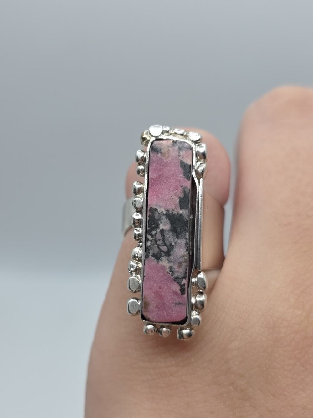Rhodonite Sterling Silver 925 Handmade Ring Size 6.5